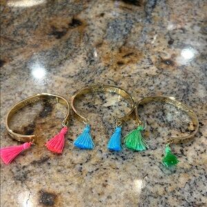 Lilly Pulitzer Gold-Tone Bangle Bracelets with Colorful Tassels - Set of 3